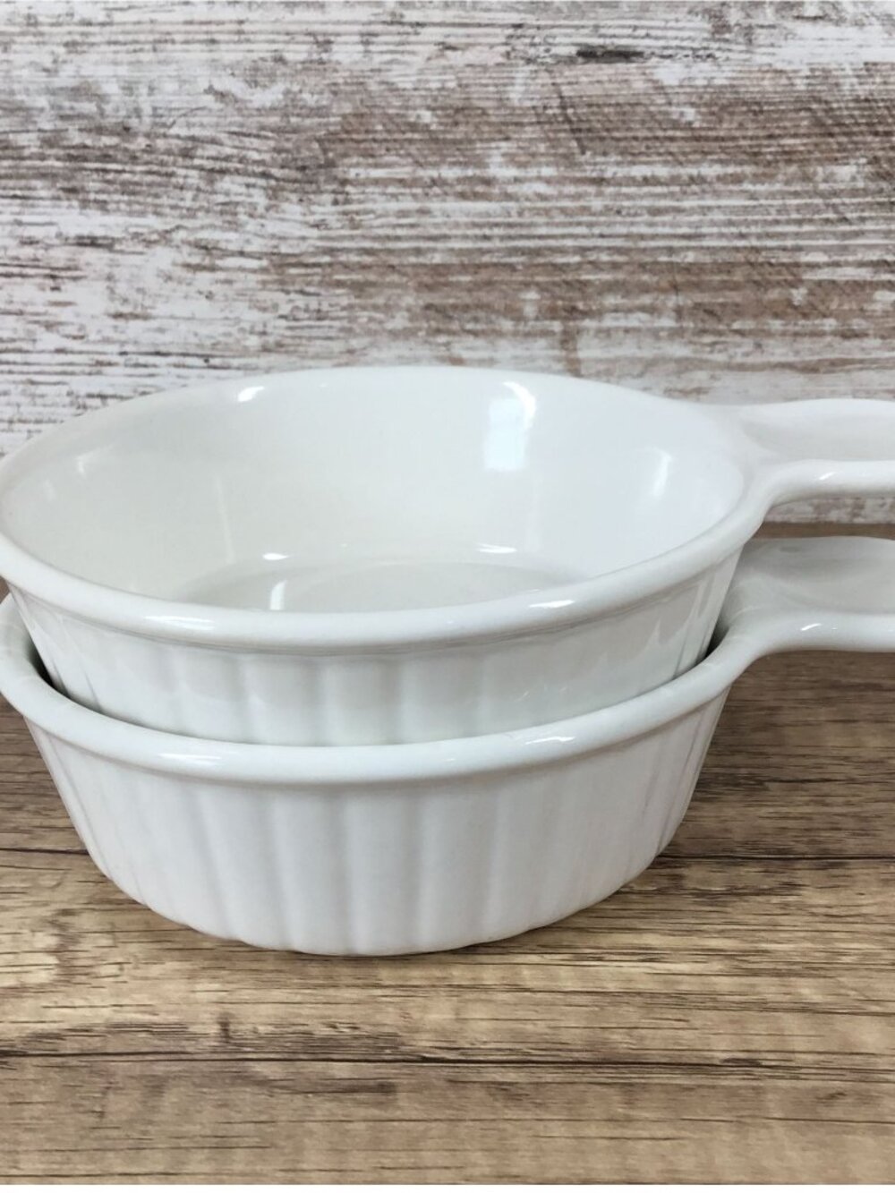 Two Vintage Westland White Ceramic Grab-It Soup Bowls Single Tab Handle Japan